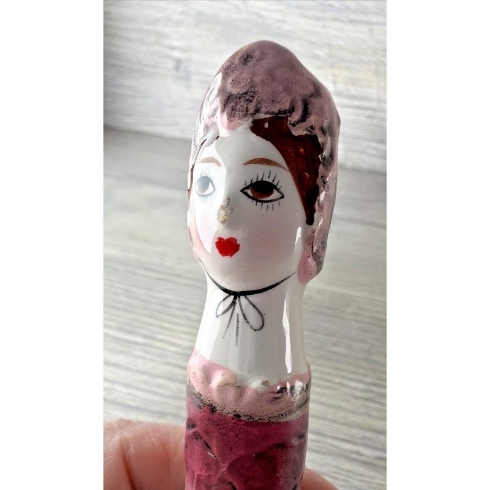 Vtg 60's Gemma Taccogna Style Paper Mache Porcelain Doll Lipstick Holder Mexico - Picture 6 of 11